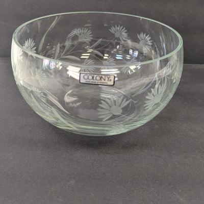 Scottish Thistle Colony Cut Glass Vase & Bowl Made In Romania