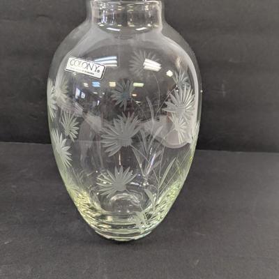Scottish Thistle Colony Cut Glass Vase & Bowl Made In Romania