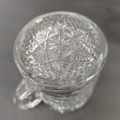 Ca. 1918 EAPG Indiana Glass Bouquet Narcissus Spray Handled Spooner & Small Pitcher