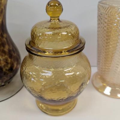 Hand Blown Glass Vase 9 1/2" Tall Indiana Glass Apothecary Jar Westmoreland Marigold Vase