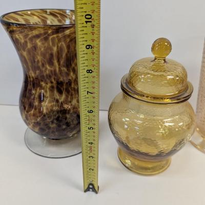 Hand Blown Glass Vase 9 1/2" Tall Indiana Glass Apothecary Jar Westmoreland Marigold Vase