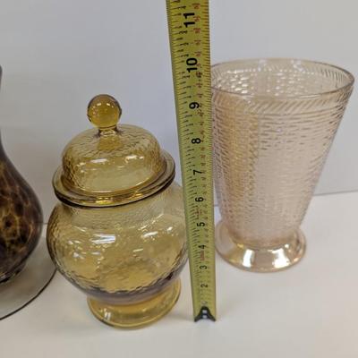 Hand Blown Glass Vase 9 1/2" Tall Indiana Glass Apothecary Jar Westmoreland Marigold Vase