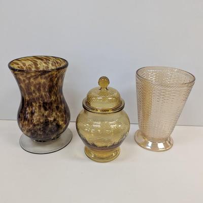 Hand Blown Glass Vase 9 1/2" Tall Indiana Glass Apothecary Jar Westmoreland Marigold Vase