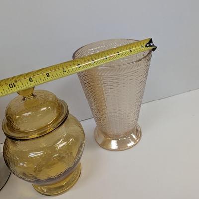 Hand Blown Glass Vase 9 1/2" Tall Indiana Glass Apothecary Jar Westmoreland Marigold Vase