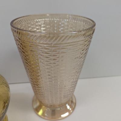 Hand Blown Glass Vase 9 1/2" Tall Indiana Glass Apothecary Jar Westmoreland Marigold Vase