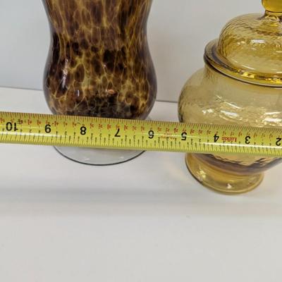 Hand Blown Glass Vase 9 1/2" Tall Indiana Glass Apothecary Jar Westmoreland Marigold Vase