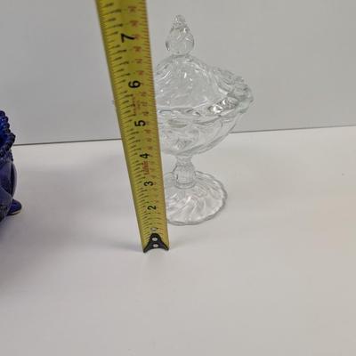 Fostoria Colony Crystal Jelly Dish With Cover Tiara Red Glass Candy Jar Colonial Star Eagle Cobalt Blue Birds Candy Dish
