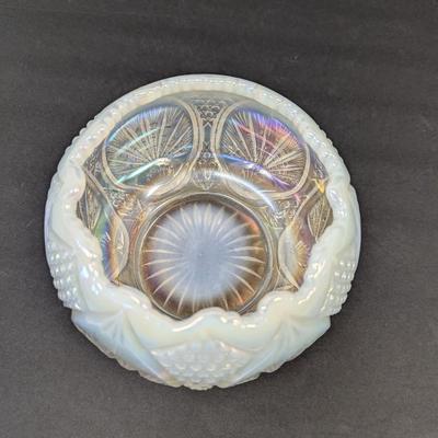 Fenton White Opalescent Rose Bowl
