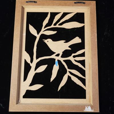 Four Wood Bird Cut Outs and Felted Bird Art (LR-KD)