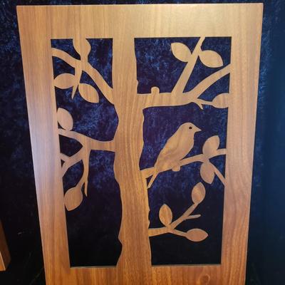 Four Wood Bird Cut Outs and Felted Bird Art (LR-KD)