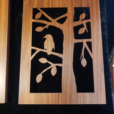Four Wood Bird Cut Outs and Felted Bird Art (LR-KD)