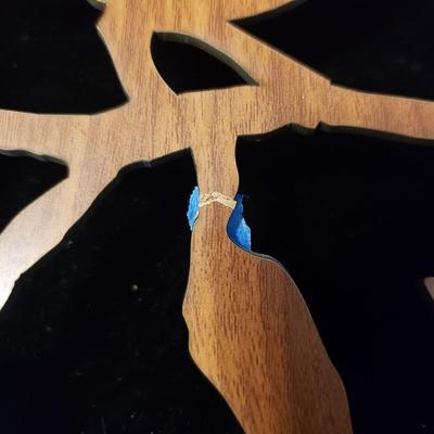 Four Wood Bird Cut Outs and Felted Bird Art (LR-KD)