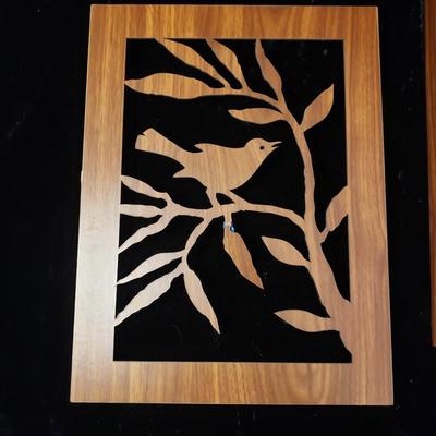 Four Wood Bird Cut Outs and Felted Bird Art (LR-KD)