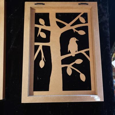 Four Wood Bird Cut Outs and Felted Bird Art (LR-KD)