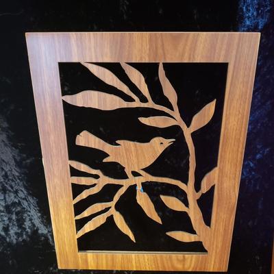 Four Wood Bird Cut Outs and Felted Bird Art (LR-KD)