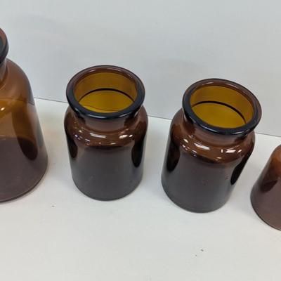 Vintage Brown Glass Pharmacy Jars