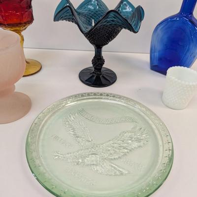 Fenton Art Glass Pedestal Diamond Point Candy Dish Tiara Frosted Cabbage Cup