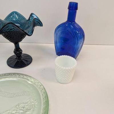 Fenton Art Glass Pedestal Diamond Point Candy Dish Tiara Frosted Cabbage Cup