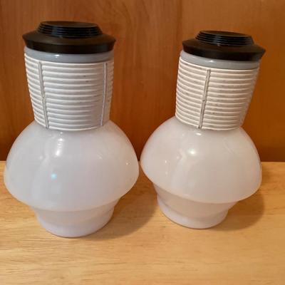 2 McKee milk glass hottle glasbake tea carafes