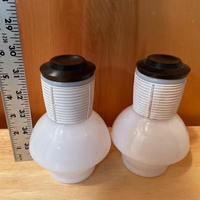 2 McKee milk glass hottle glasbake tea carafes