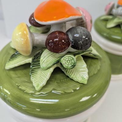 Mushroom Canister Set Of 4 With Lids Made In Japan