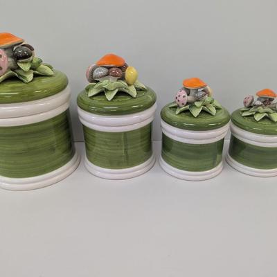 Mushroom Canister Set Of 4 With Lids Made In Japan