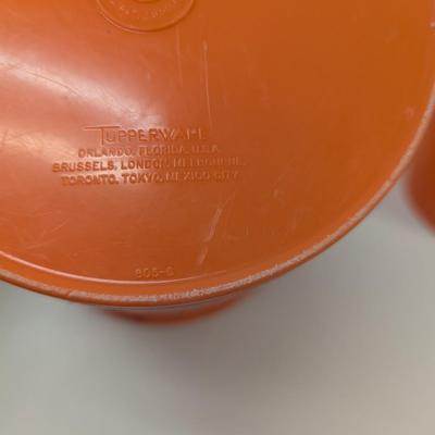 Tupperware Plastic Orange Canister Storage Bins With Lids