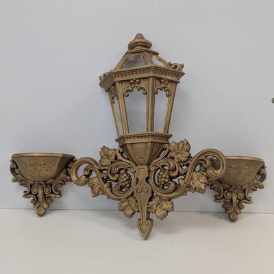Vintage Homco Home Interior Lantern Planter & Fleur-de-Lis Wall Pockets