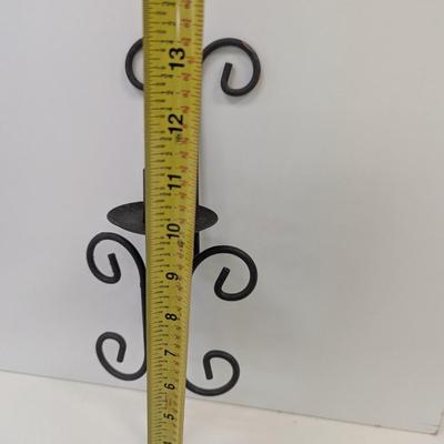 Vintage Black Iron Wall Sconce Three Tapered Candle Holders