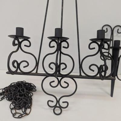 Vintage Black Iron Wall Sconce Three Tapered Candle Holders