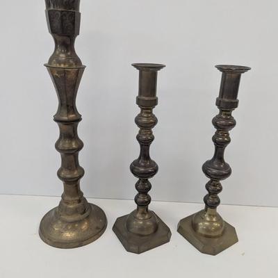 Brass Candle Holders 20 1/2" & 15 3/4" Tall