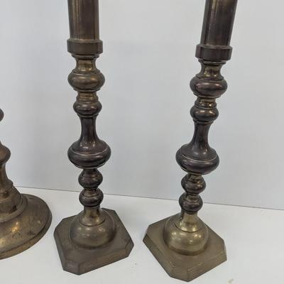 Brass Candle Holders 20 1/2" & 15 3/4" Tall