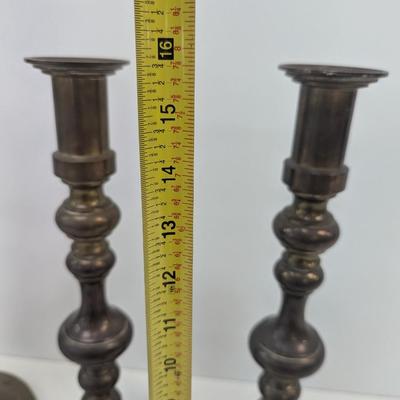 Brass Candle Holders 20 1/2" & 15 3/4" Tall