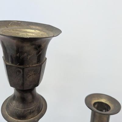 Brass Candle Holders 20 1/2" & 15 3/4" Tall