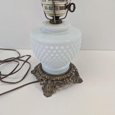 Double Milk Glass Shade Electric Lamp