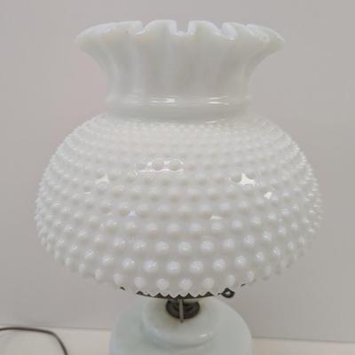 Double Milk Glass Shade Electric Lamp