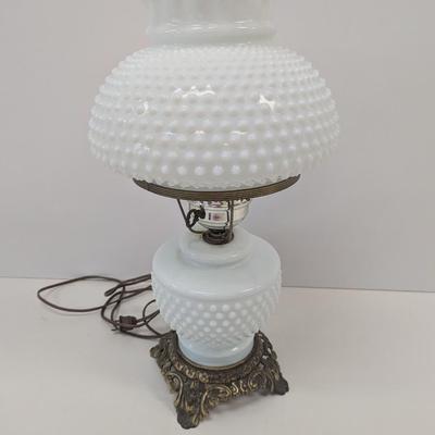 Double Milk Glass Shade Electric Lamp