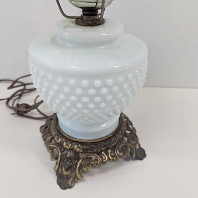 Double Milk Glass Shade Electric Lamp