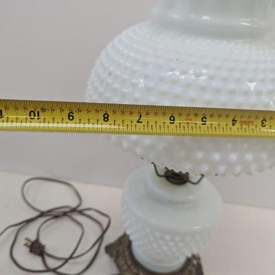 Double Milk Glass Shade Electric Lamp
