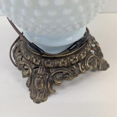 Double Milk Glass Shade Electric Lamp
