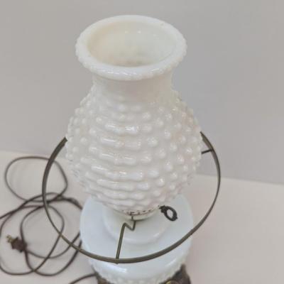 Double Milk Glass Shade Electric Lamp