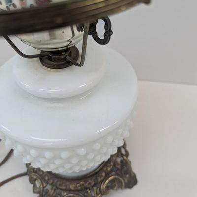 Double Milk Glass Shade Electric Lamp