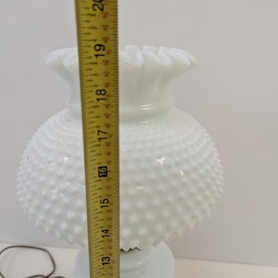 Double Milk Glass Shade Electric Lamp