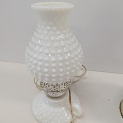 Electric Hobnail Milk Glass Lanterns