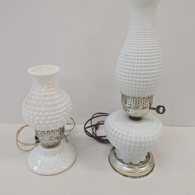 Electric Hobnail Milk Glass Lanterns
