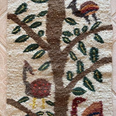 Vintage Handwoven Masana South African Tapestry “Birds in a Tree”