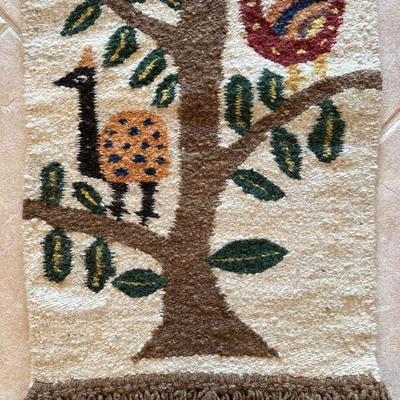 Vintage Handwoven Masana South African Tapestry “Birds in a Tree”