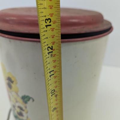 Vintage Parmeco Pansy Kitchen Canister Bin
