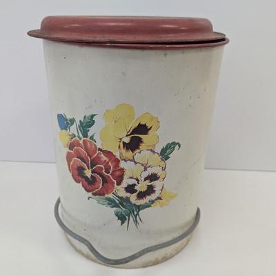 Vintage Parmeco Pansy Kitchen Canister Bin