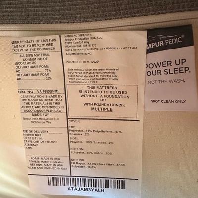 King Size Bed Frame with Tempur-pedic Mattress